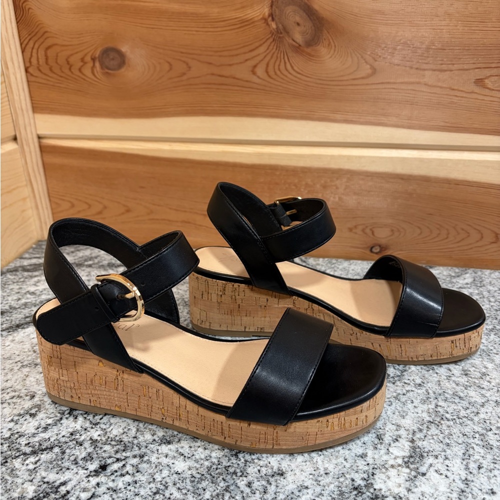 Xappeal Black Cork Platform Sandals - Picture 3 of 6